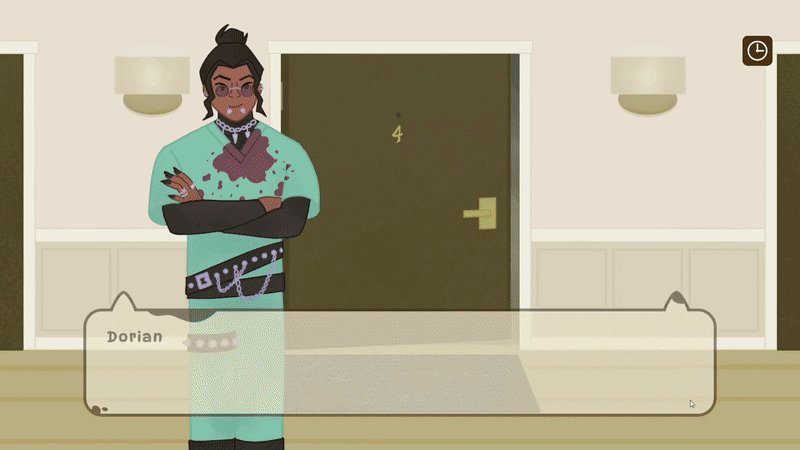 A screenshot of a cross-armed brown man with a bun, red sunglasses, snake bites, wearing blood-splattered scrubs.